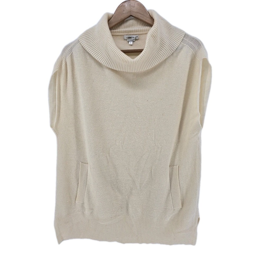 Tyler Boe Cashmere Sweater Womens S Cowl Neck Sleeveless Ivory EUC